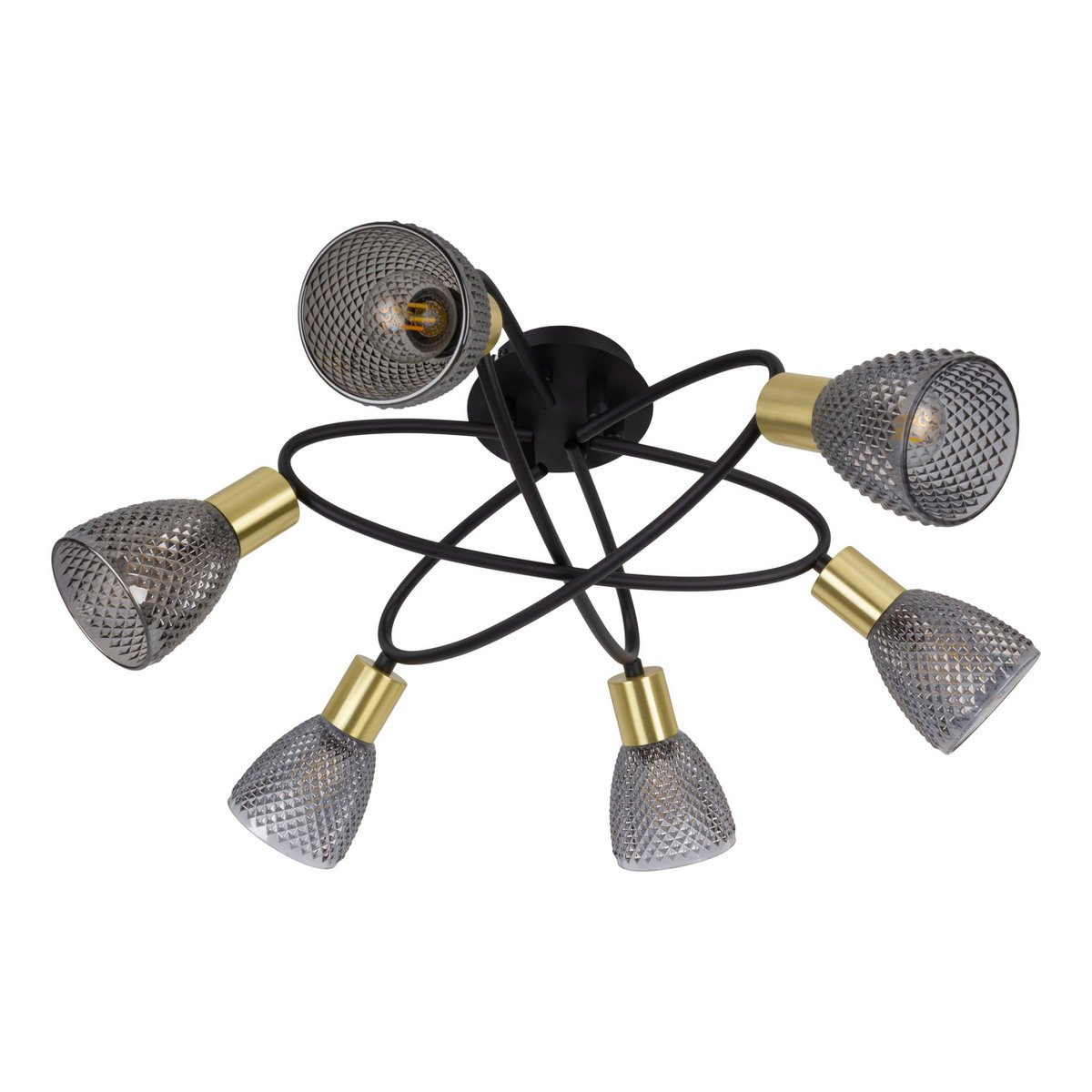 Plafondlamp 6 spots Lindita metaal glas 59x59x26 cm