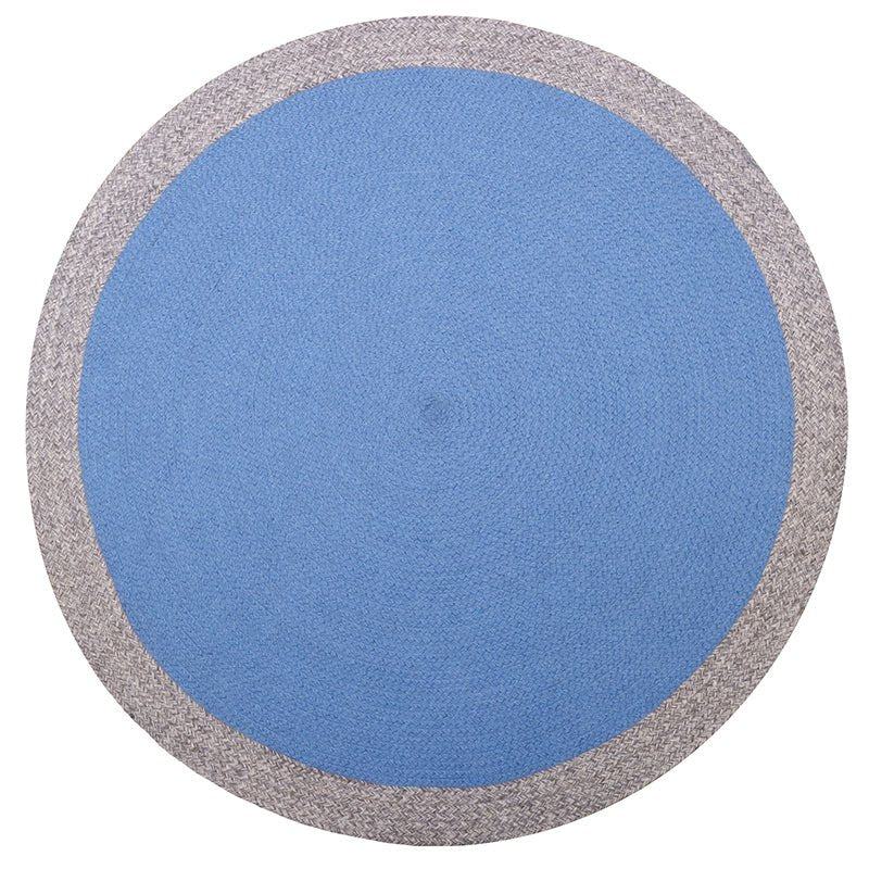 NOLAN BLAUW kindervloerkleed van gevlochten wol