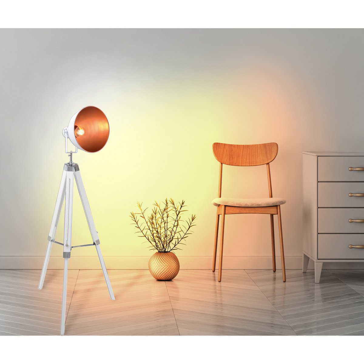 Christie Staande Lamp Metaal Wit E27 Hoogte 90 130 Cm