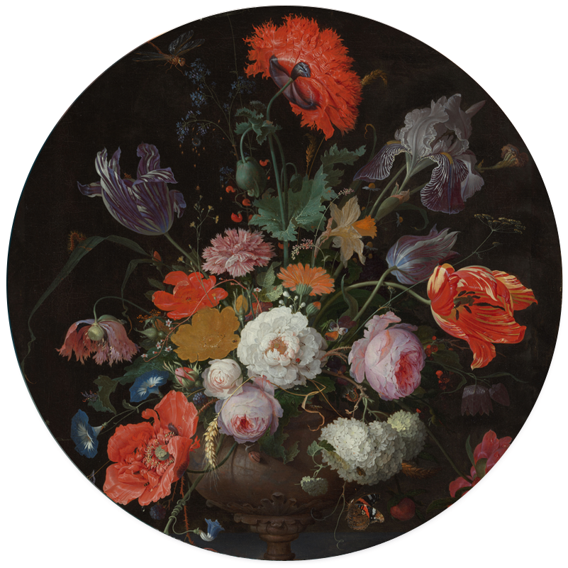 Muurcirkel stilleven bloemen horloge Ø 30 cm Dibond