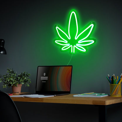 Neonlamp wietblad 31x33 cm groen