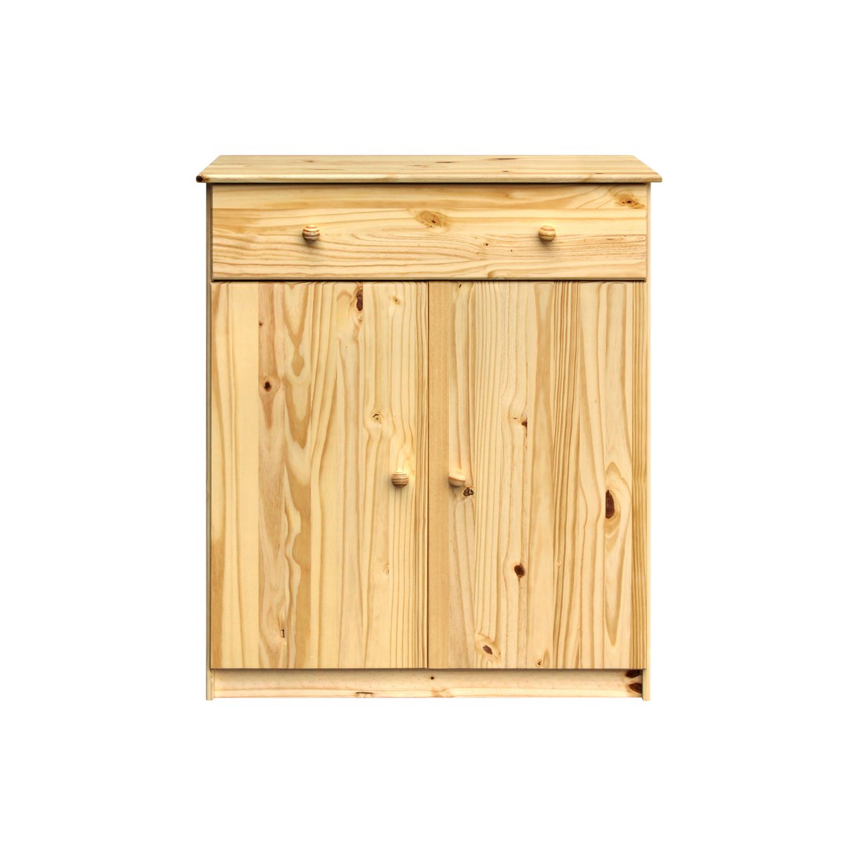 Massief Grenen Ladekast Met Twee Deuren En Een Lade