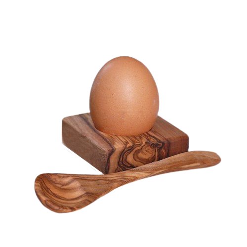 Eierhouder olijfhout met eierlepel