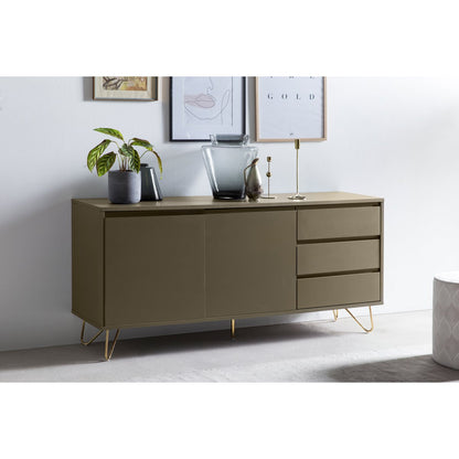 Dressoir 150x40x70 cm grijs goud bruin