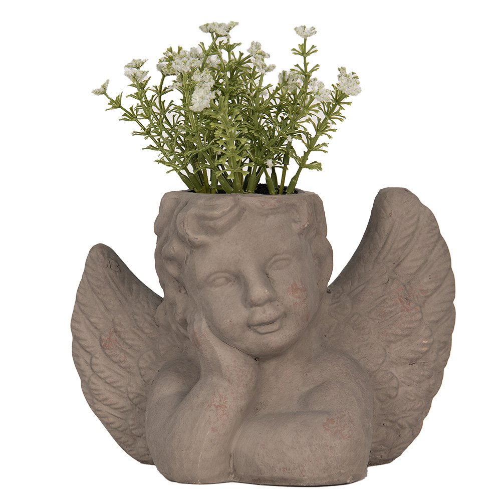 Bloempot engel 23x13x17 cm grijs steen