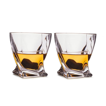 Whiskyglazen - Twisted (set van 2) incl. 2 ijsstenen (koelstenen)