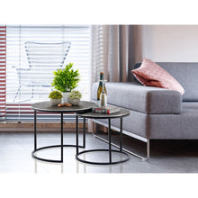 Coffee Table Set Two Round Tables Silver Carlton 55 cm 45 cm