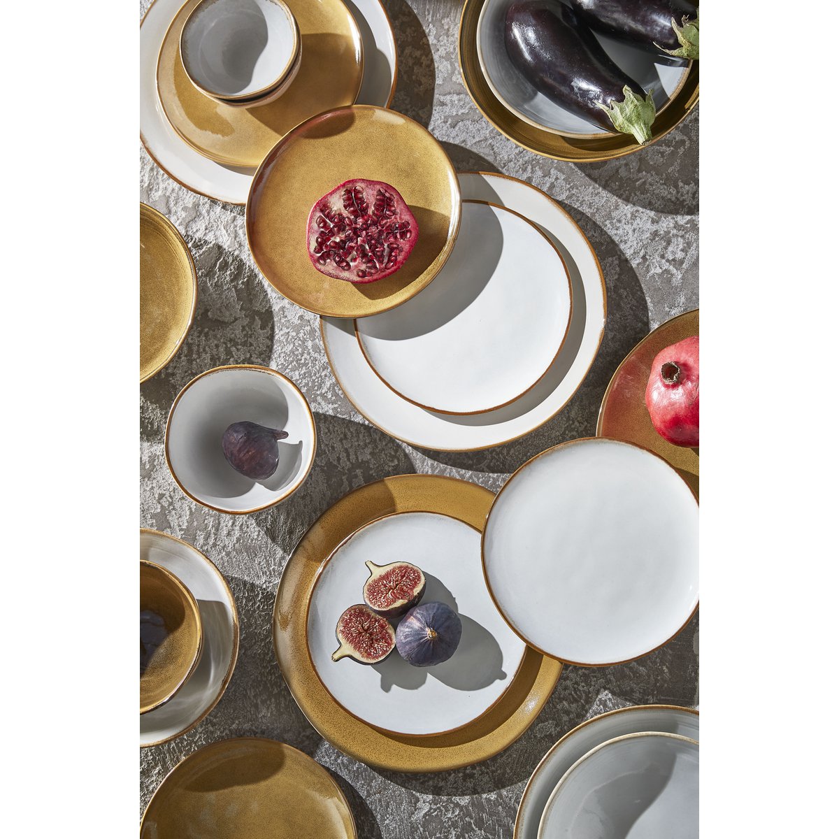 Dinerbord keramiek Ø26,5 cm wit bruin randje