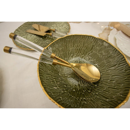 Salade bestek goud transparant 26 cm