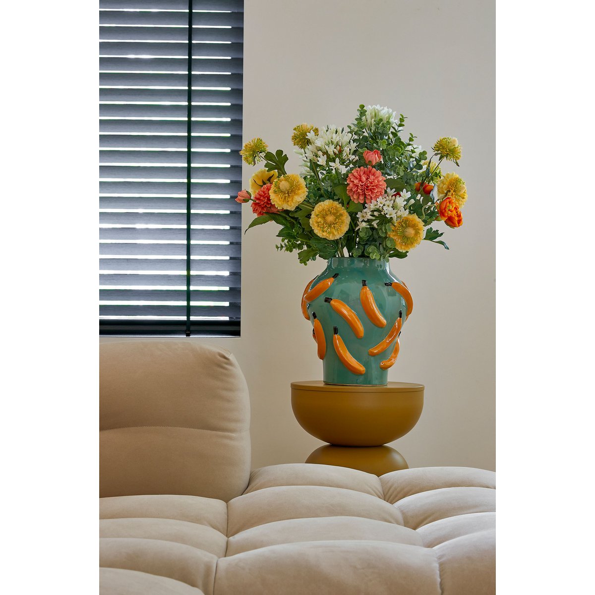 Vaas keramiek 30x26.5 cm groen geel