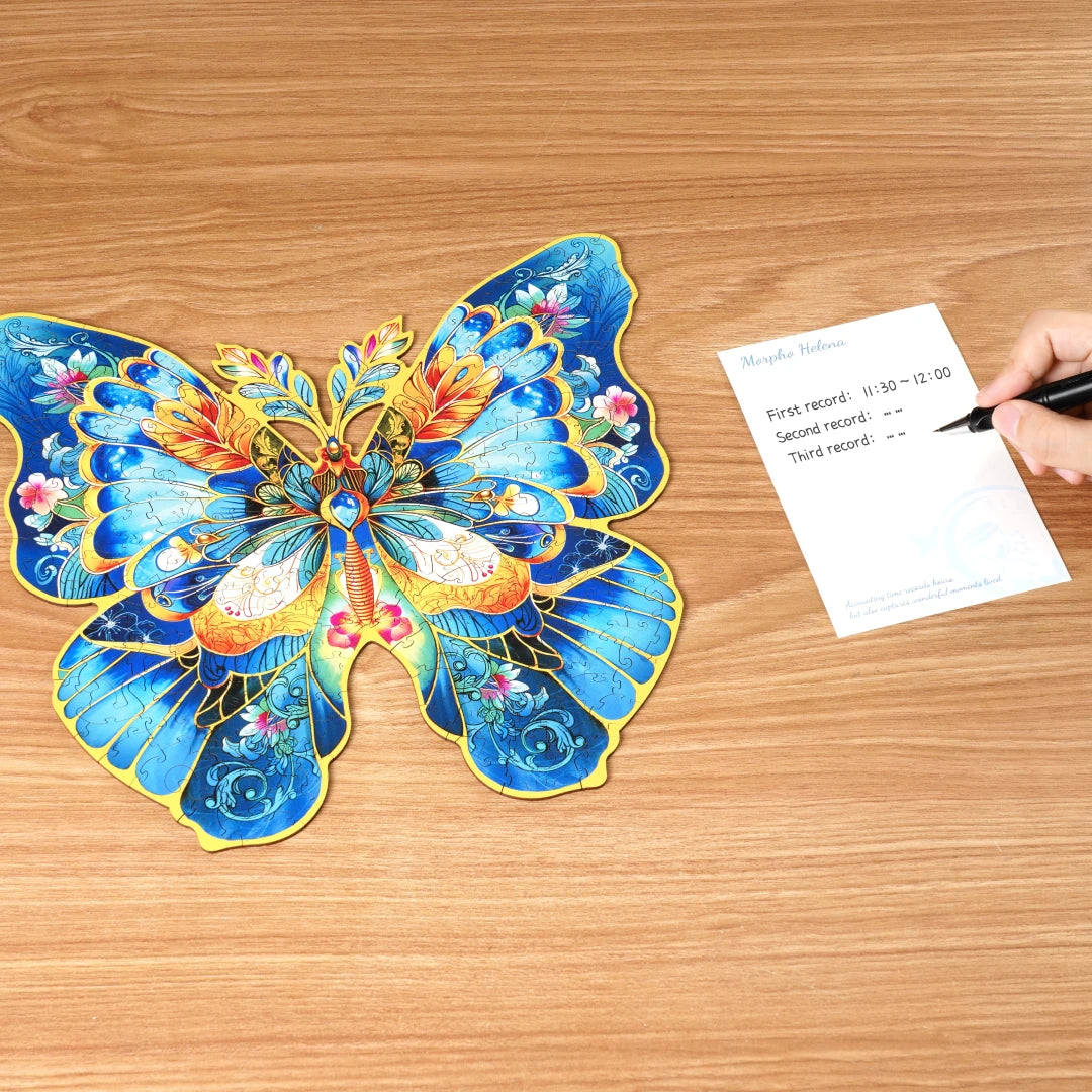 Houten legpuzzel Morpho Helena 28,8x27,6 cm berkenmultiplex
