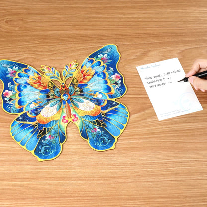 Houten legpuzzel Morpho Helena 28,8x27,6 cm berkenmultiplex