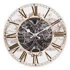 Wall Clock Ø 34 cm Brown White MDF World Map Wall Clock