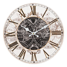 Wall Clock Ø 34 cm Brown White MDF World Map Wall Clock