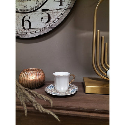 Kop en schotel 95 ml wit beige keramiek