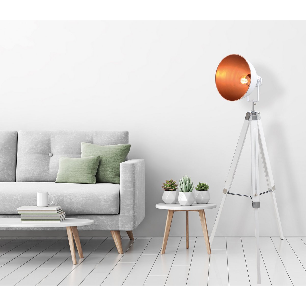 Christie Staande Lamp Metaal Wit E27 Hoogte 90 130 Cm