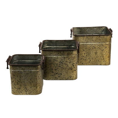 Decoratie emmer set 3 stuks grijs 42x38x28 cm