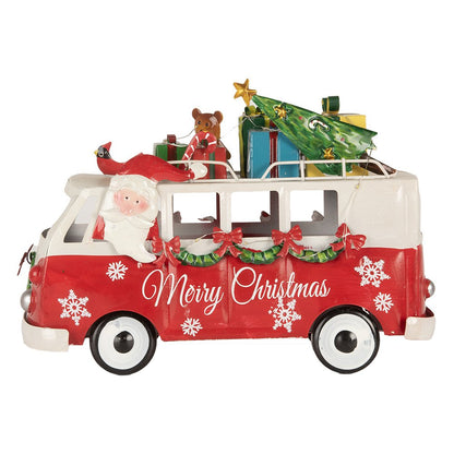 Kerstdecoratie met LED-verlichting Bus 31x15x21 cm Rood Metaal