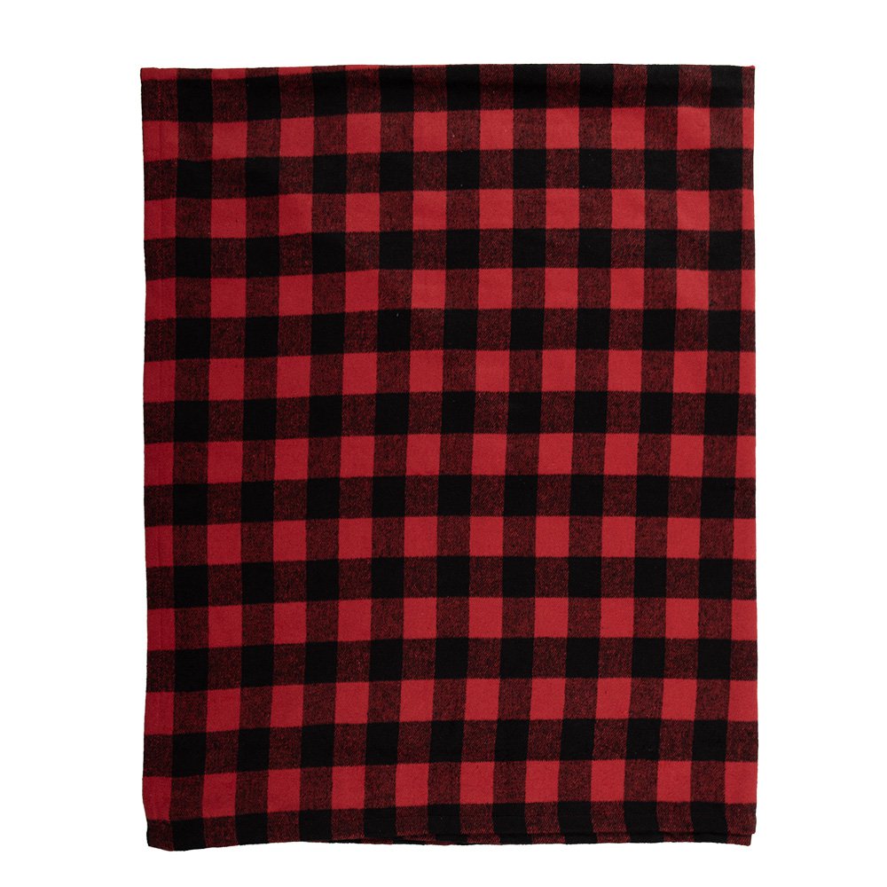 Plaid 130x170 cm polyester rood zwart ruiten