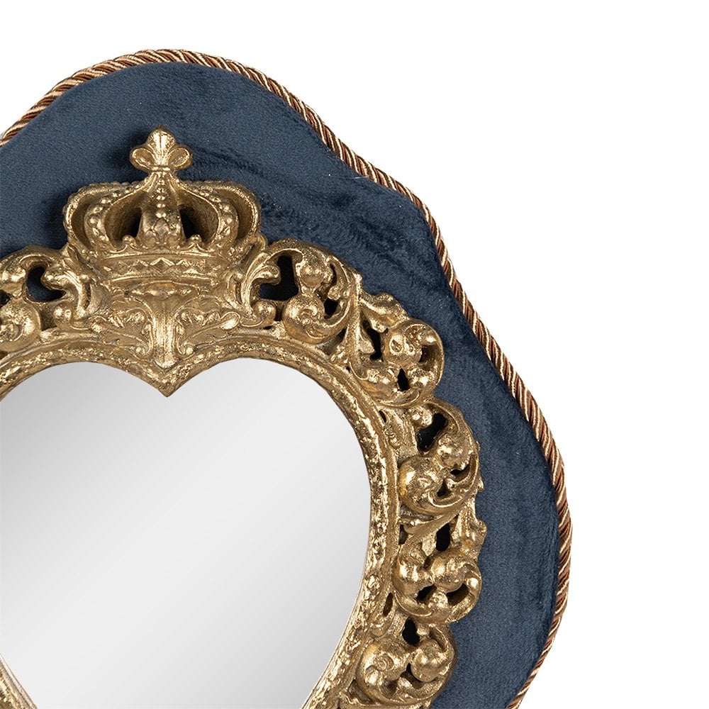 Wandspiegel hart 19x3x22 cm polyresin blauw goud