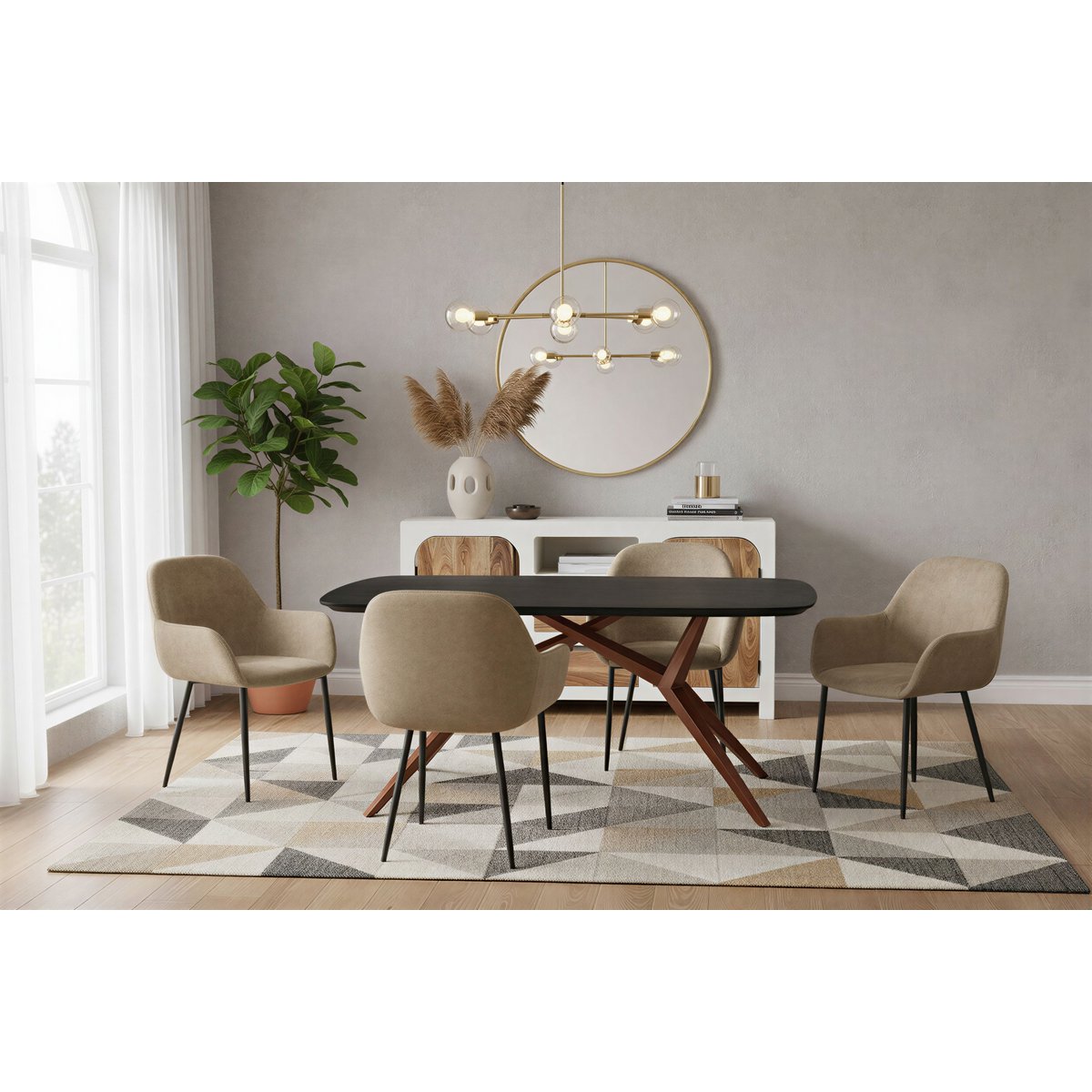 Eettafel 200x100 cm, Mango blad, stalen frame in antiek bruin