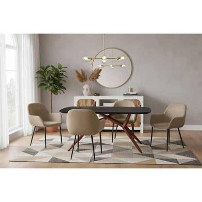 Eettafel 200x100 cm, Mango blad, stalen frame in antiek bruin