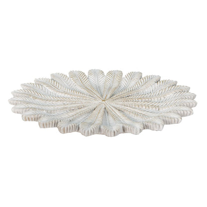 Decorative Dish Ø 25x1 cm white Gold-colored polyresin branches