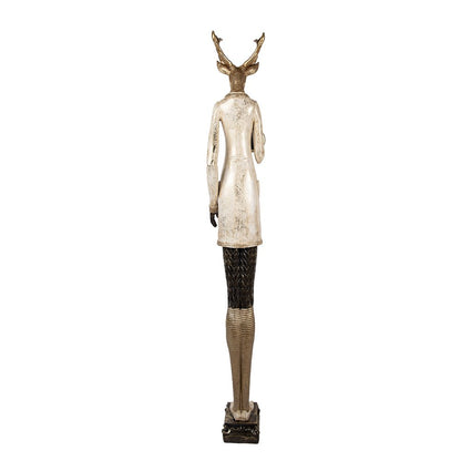 Kerstdecoratie hert 27x21x160 cm beige kunststof