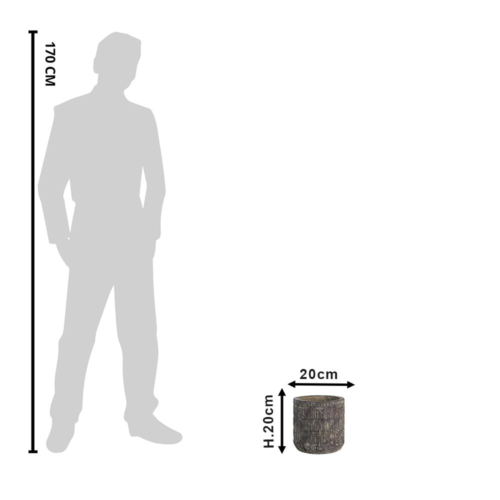 Bloempot Ø 20 cm bruin betonlook keramiek