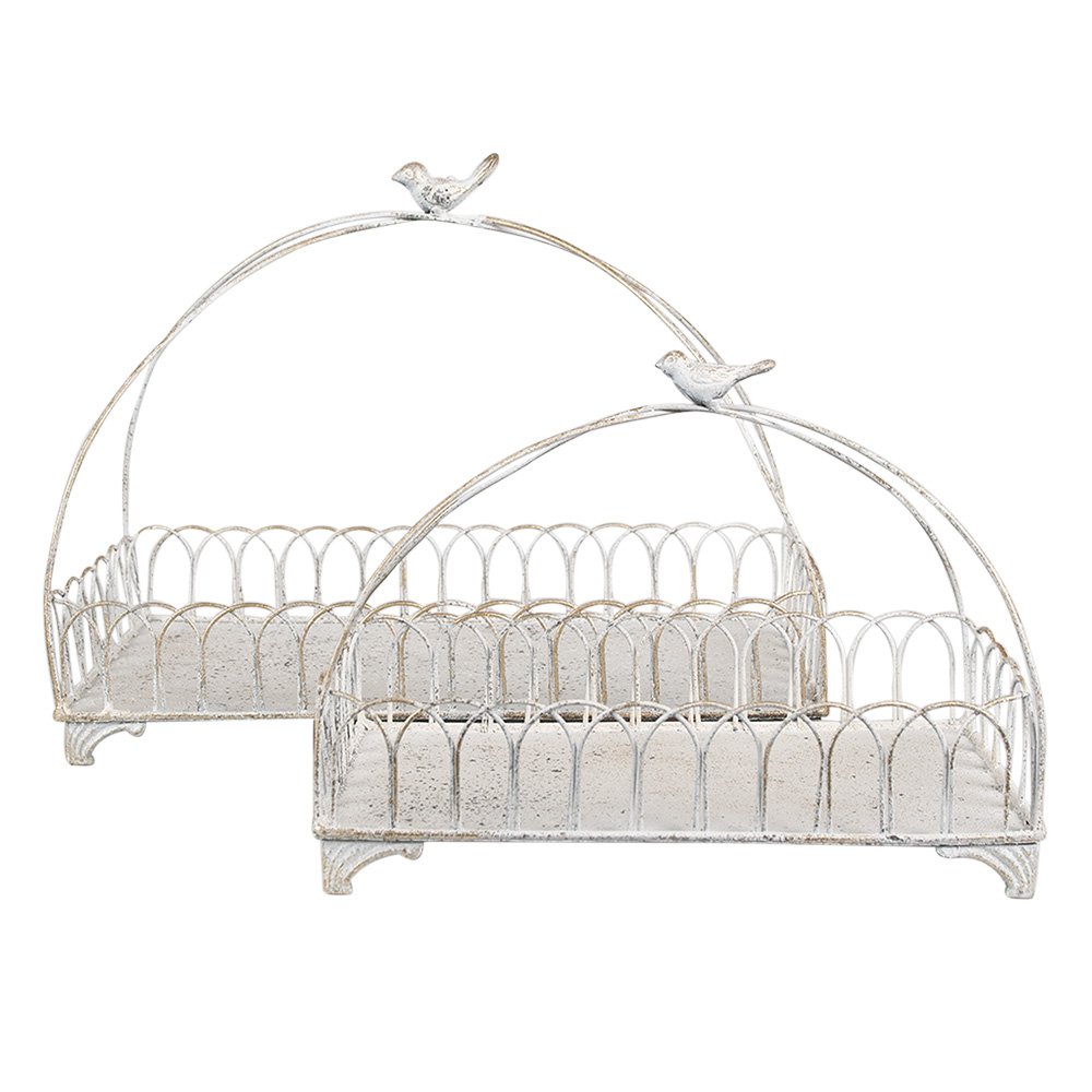 Decoratie Mand Set van 2 39x20x30/ 30x15x22 cm Wit Metaal