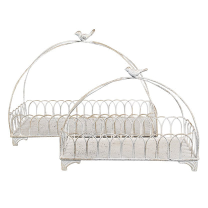 Decoratie Mand Set van 2 39x20x30/ 30x15x22 cm Wit Metaal