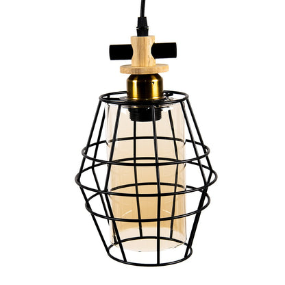 Hanglamp 18x18x31 cm zwart metaal goudaccenten