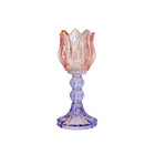 Kandelaar Capri roze paars glas 8x8x18 cm