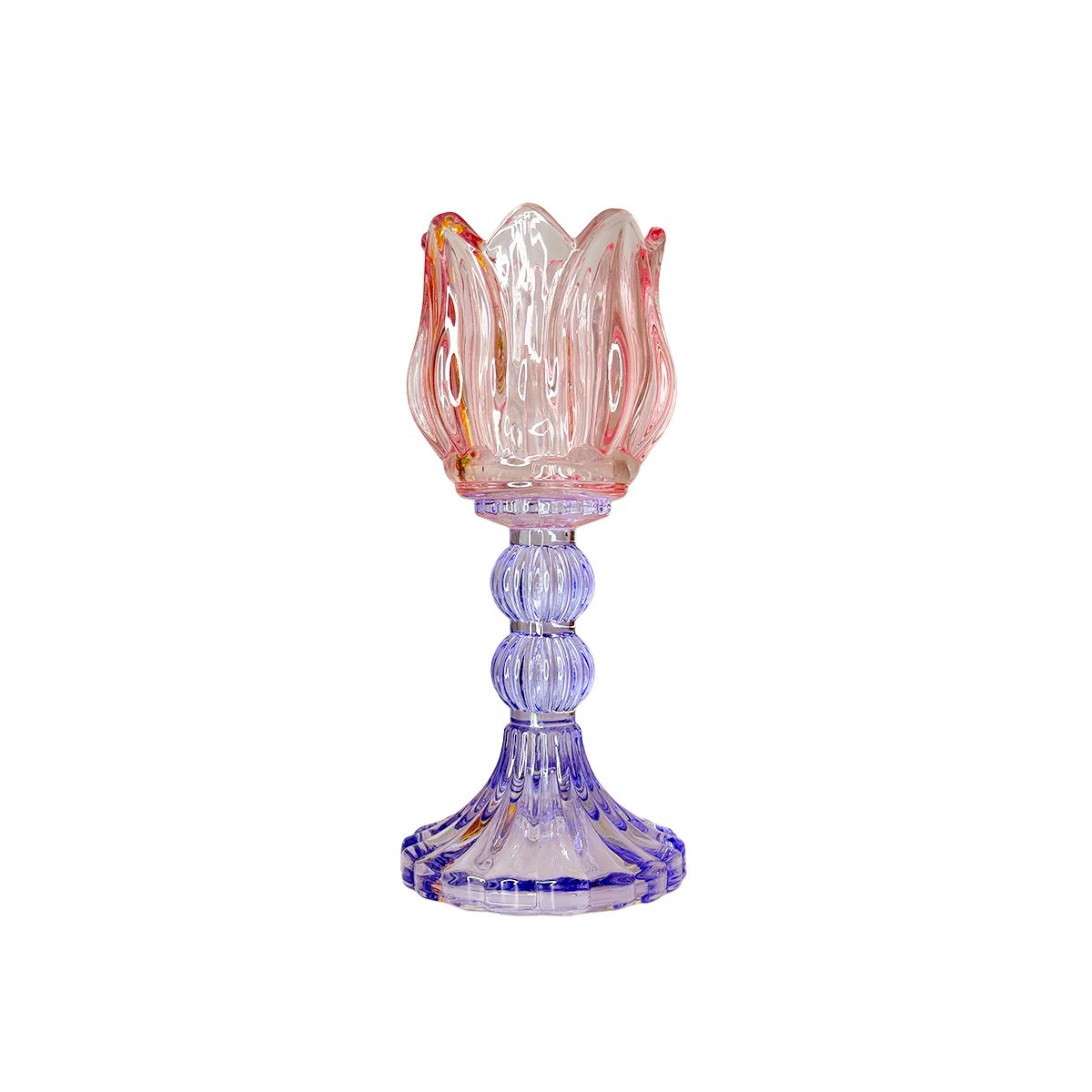Kandelaar Capri roze paars glas 8x8x18 cm