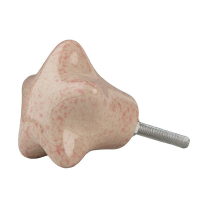 Meubelknop 4 cm ster roze keramiek