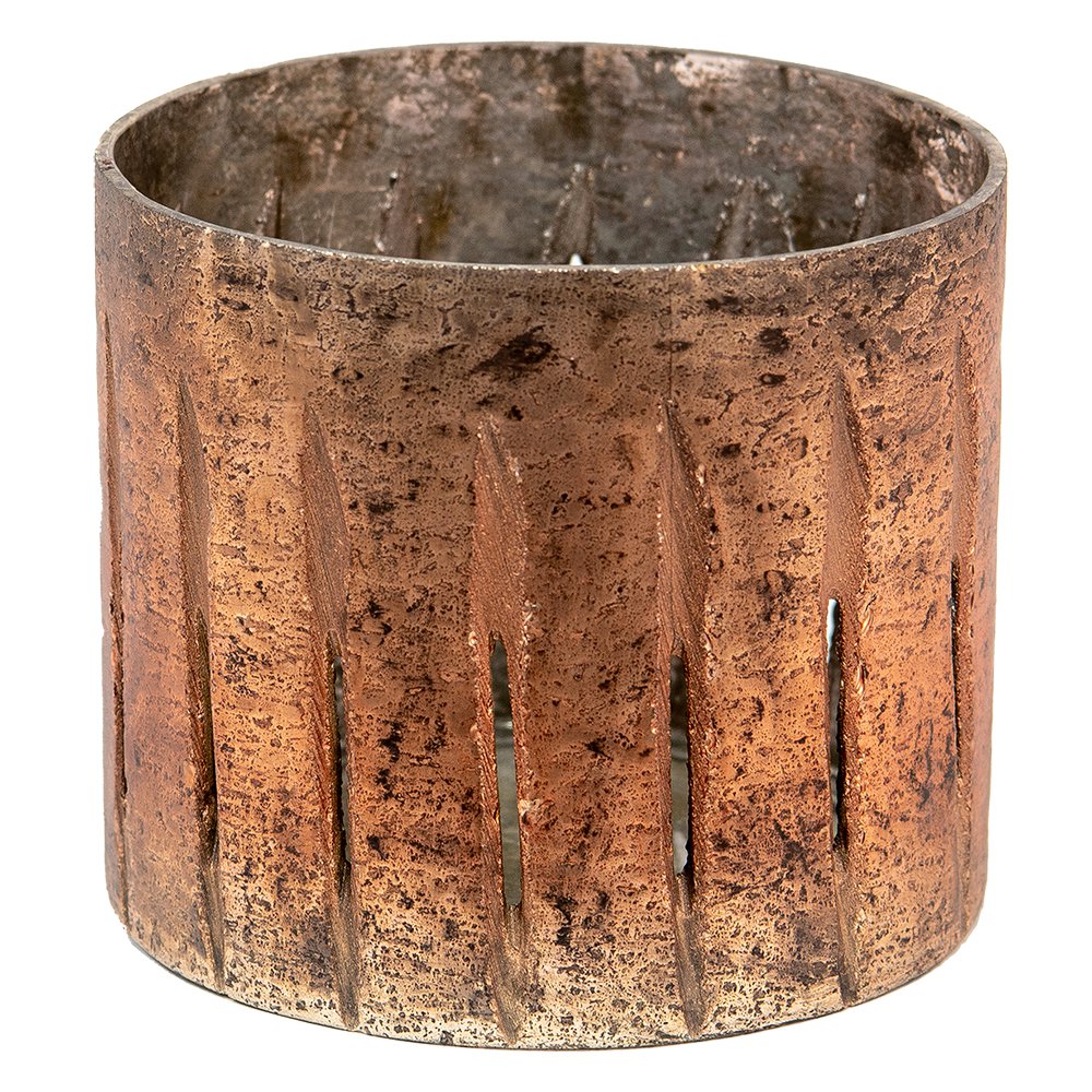 Tealight holder Ø 13x11 cm Copper-colored Glass Tealight holder