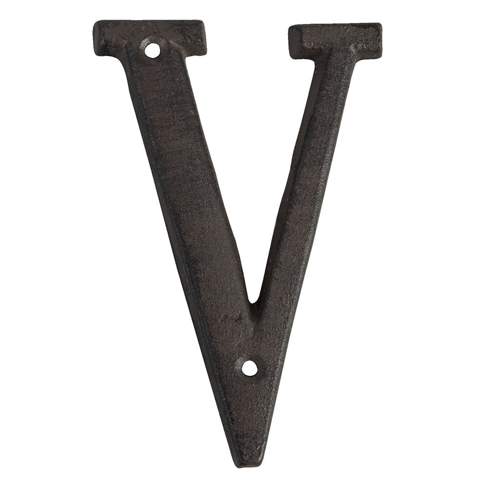 IJzeren letter V 13 cm bruin