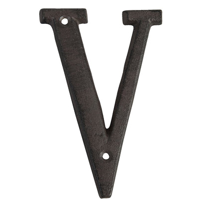 IJzeren letter V 13 cm bruin