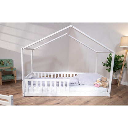Tissi® floor bed / house bed Enno 90x200 cm Beech White incl. Opt. Roof