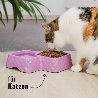 NE & NO® Bamboo Double Bowl for Cats and Dogs