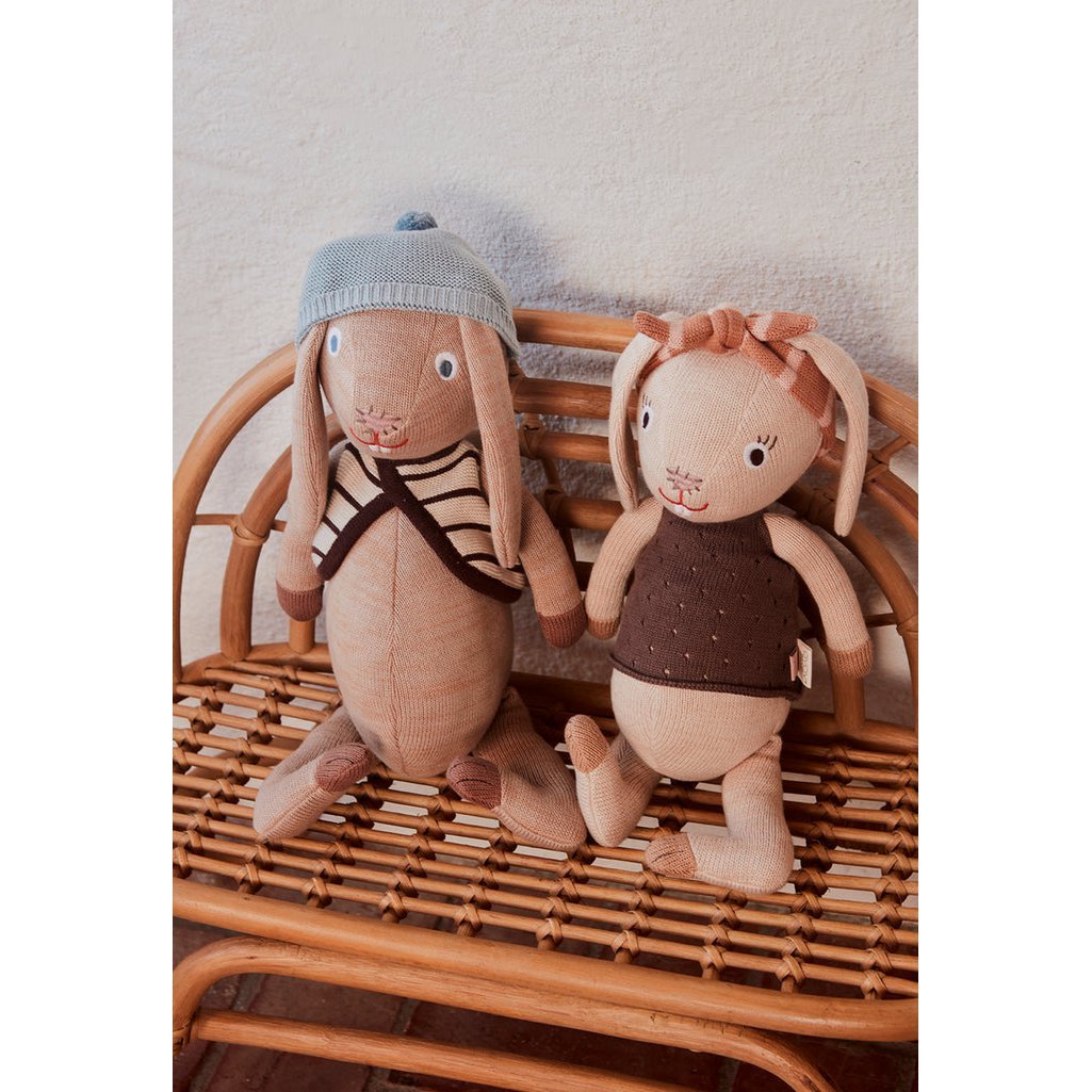 Knuffel konijn gebreid beige 37x30 cm