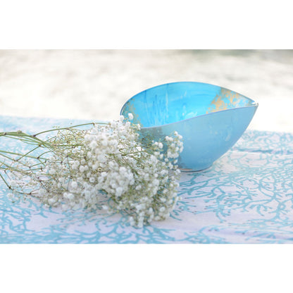 Glazen schaal 26.5x14.3x11.5 cm blauw goud