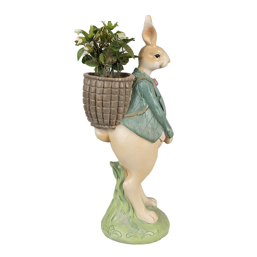 Konijnenbeeld 30 cm bruin groen polyresin