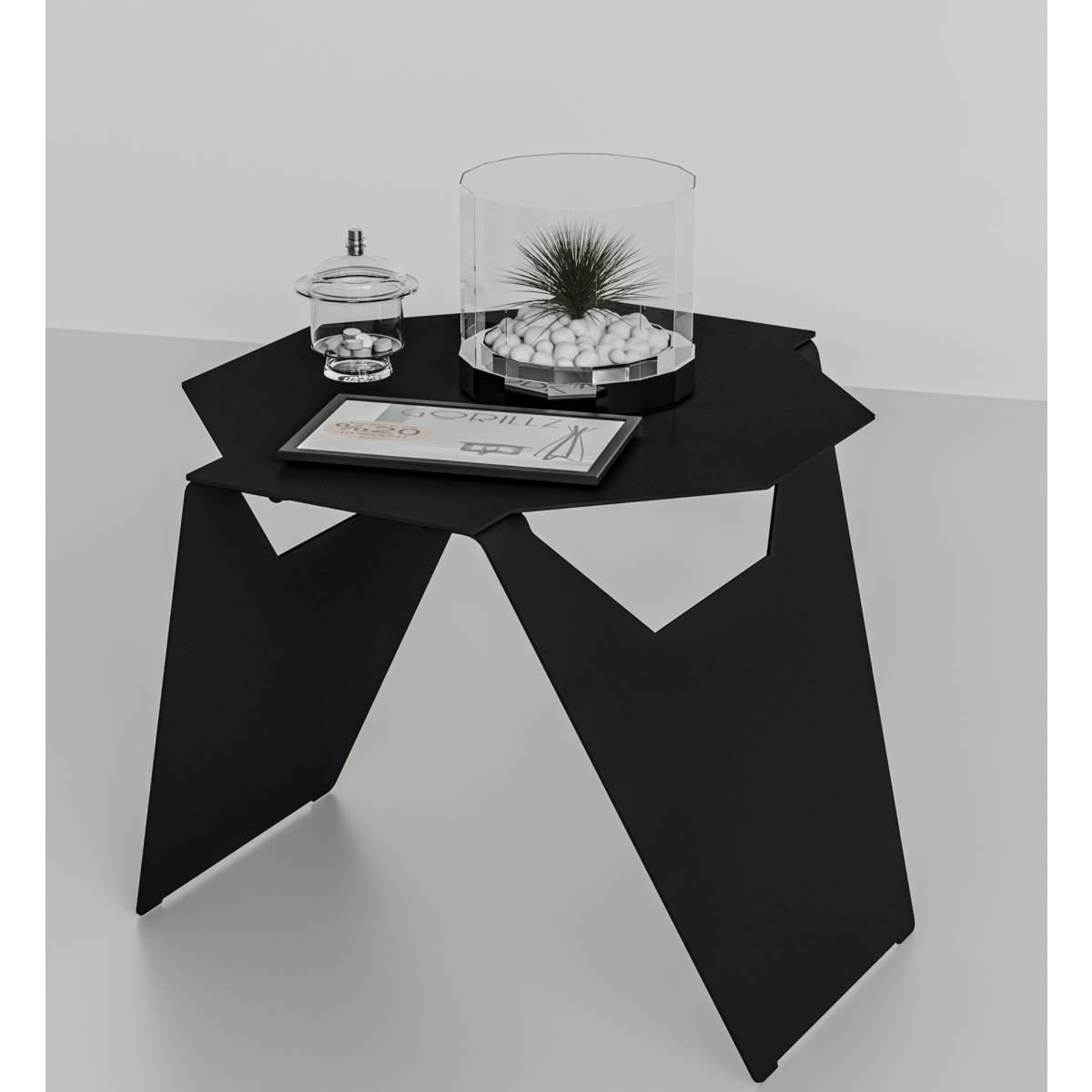Bijzettafel 50 cm diameter zwart MDF