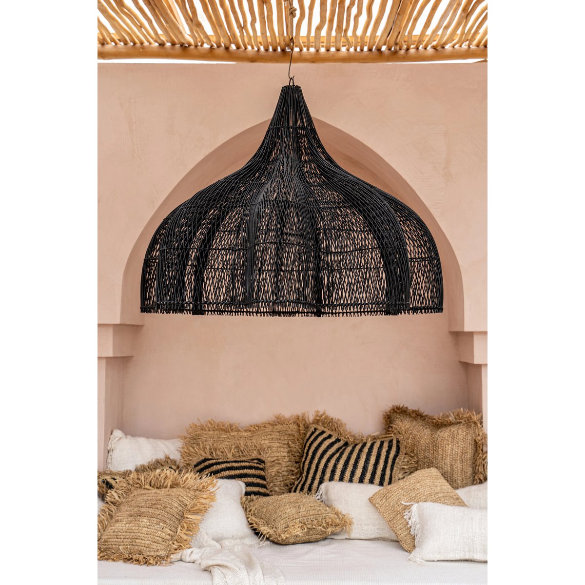 Hanglamp rotan 110x110x80 cm zwart