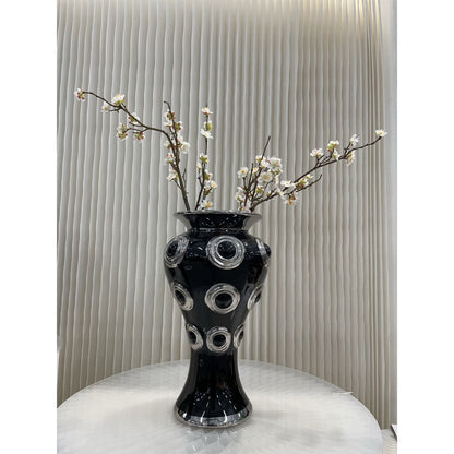 Vaas XL 36 cm keramiek zwart goud
