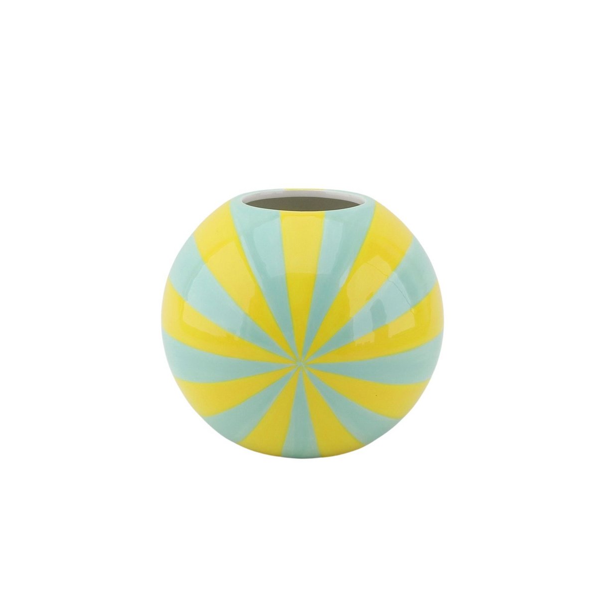 Bloemvaas 15x15x13.5 cm geel mint dolomiet