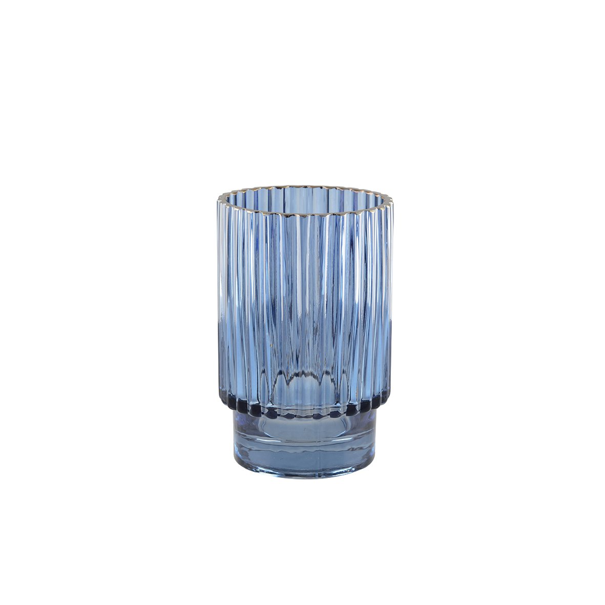 Vaas 15 cm blauw met gouden rand
