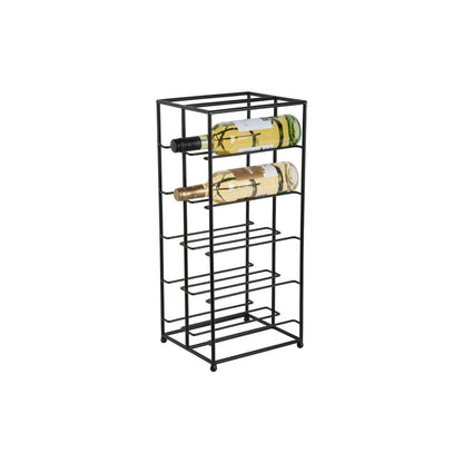 Wijnrek dubbele vloer 25x25x57 cm ijzer zwart