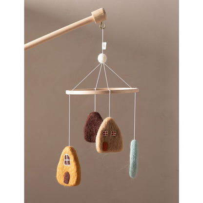 Babymobiel vilten huisjes 12 cm diameter